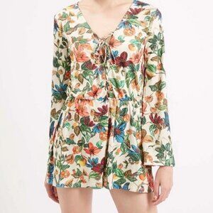 Topshop Floral Lace Up Romper